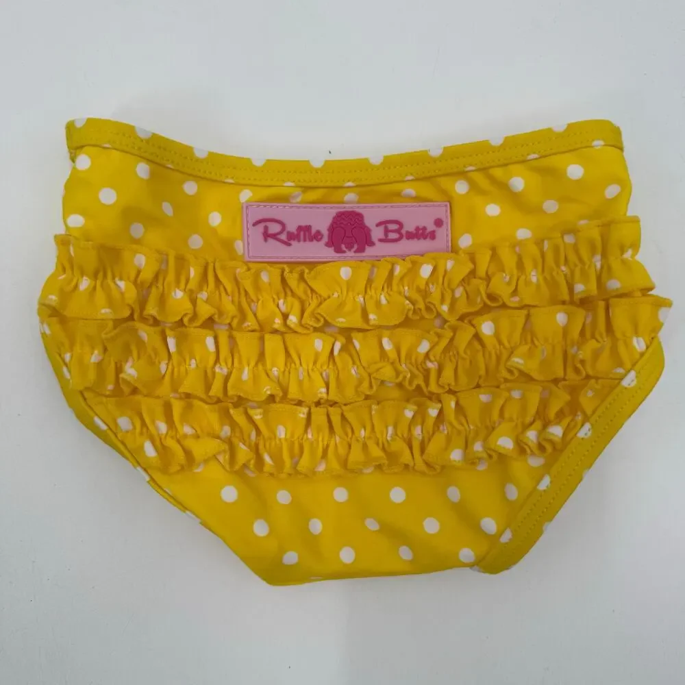 Ruffle Butts Bikini Bottoms Size 6-12 Months Baby Girl Yellow Polka Dot Swim